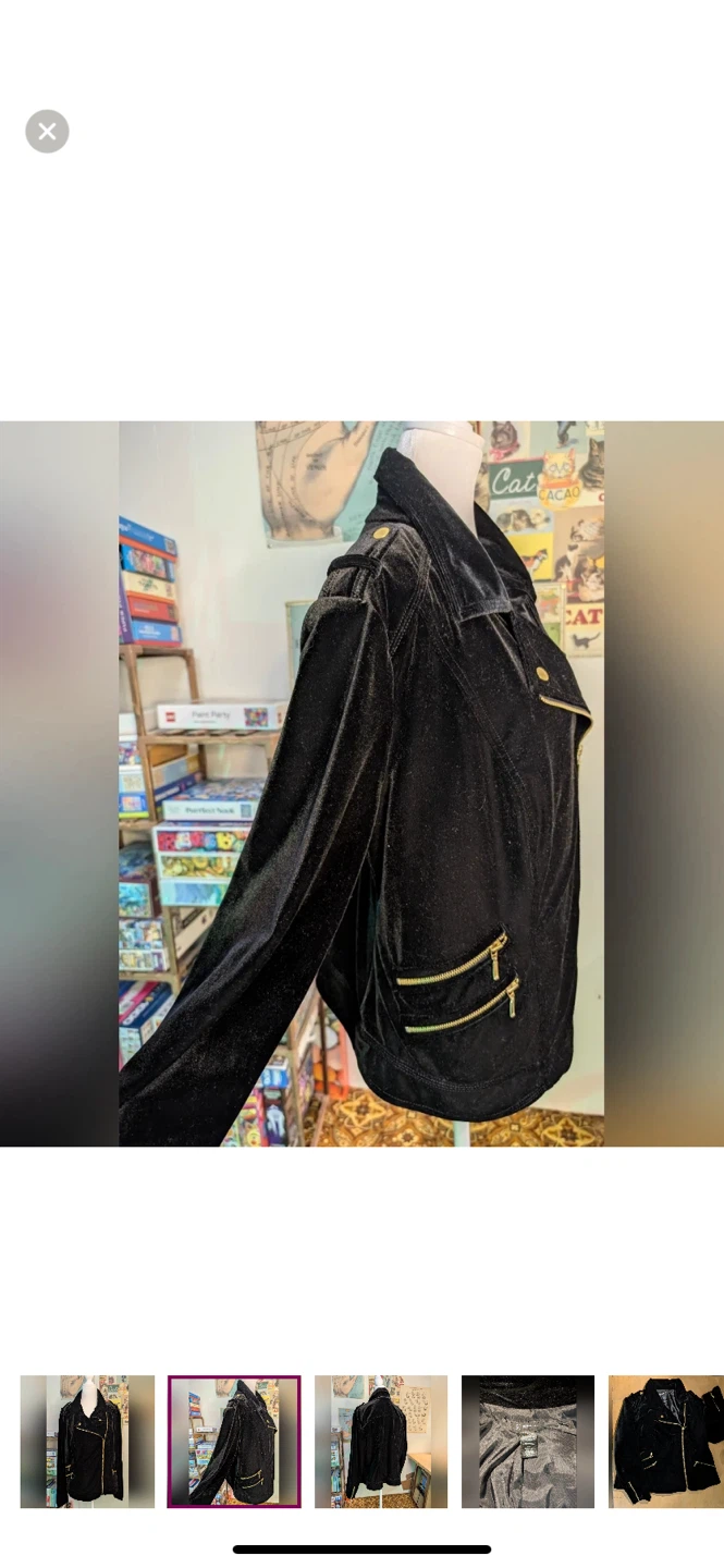 INC International Concepts Black Velvet Moto Jacket Size 1X - photo 3