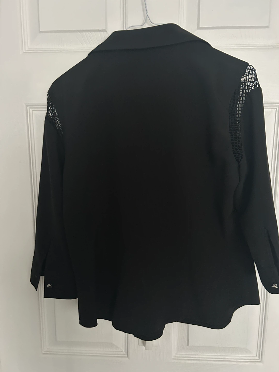 Black Button-Up Shirt with Mesh Accents - photo 2