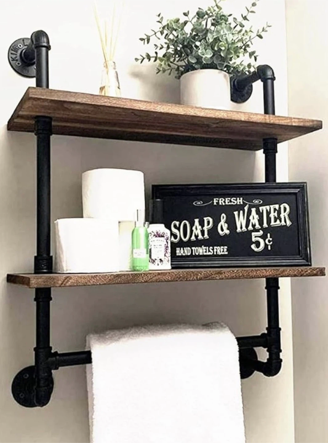 Industrial Pipe Shelving Unit with Towel Bar - photo 5