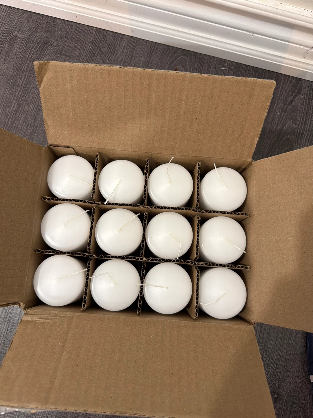 White Pillar Candles - Box of 12 (2 box available)