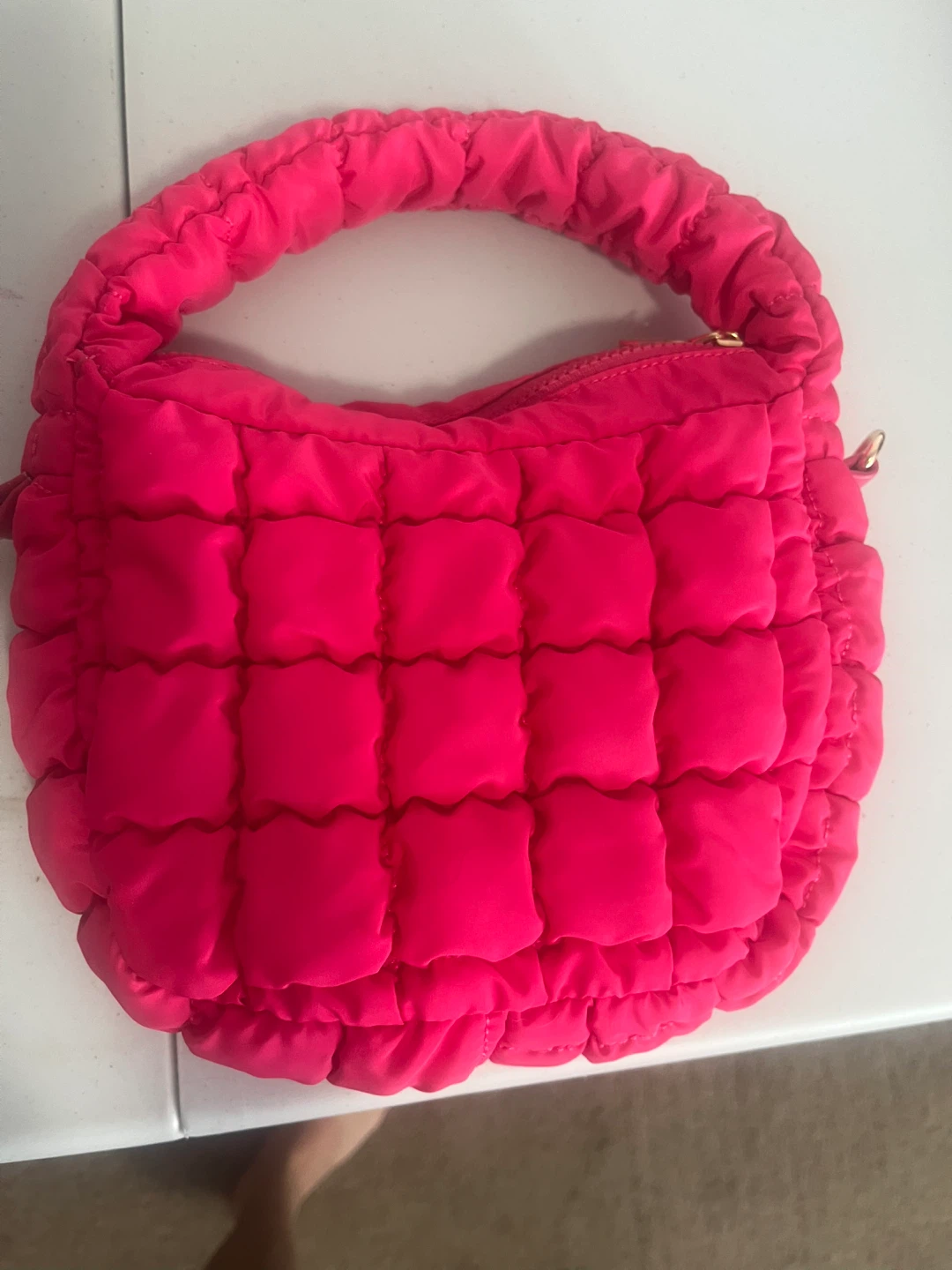 Bright Pink Puffer Handbag