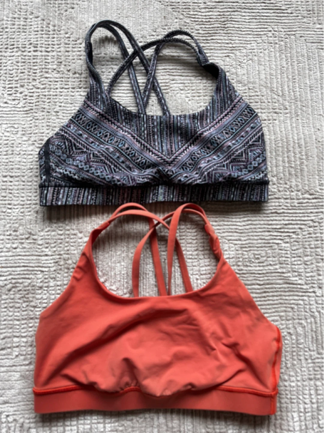 Lululemon Sports Bras (2) - Coral & Geometric Print