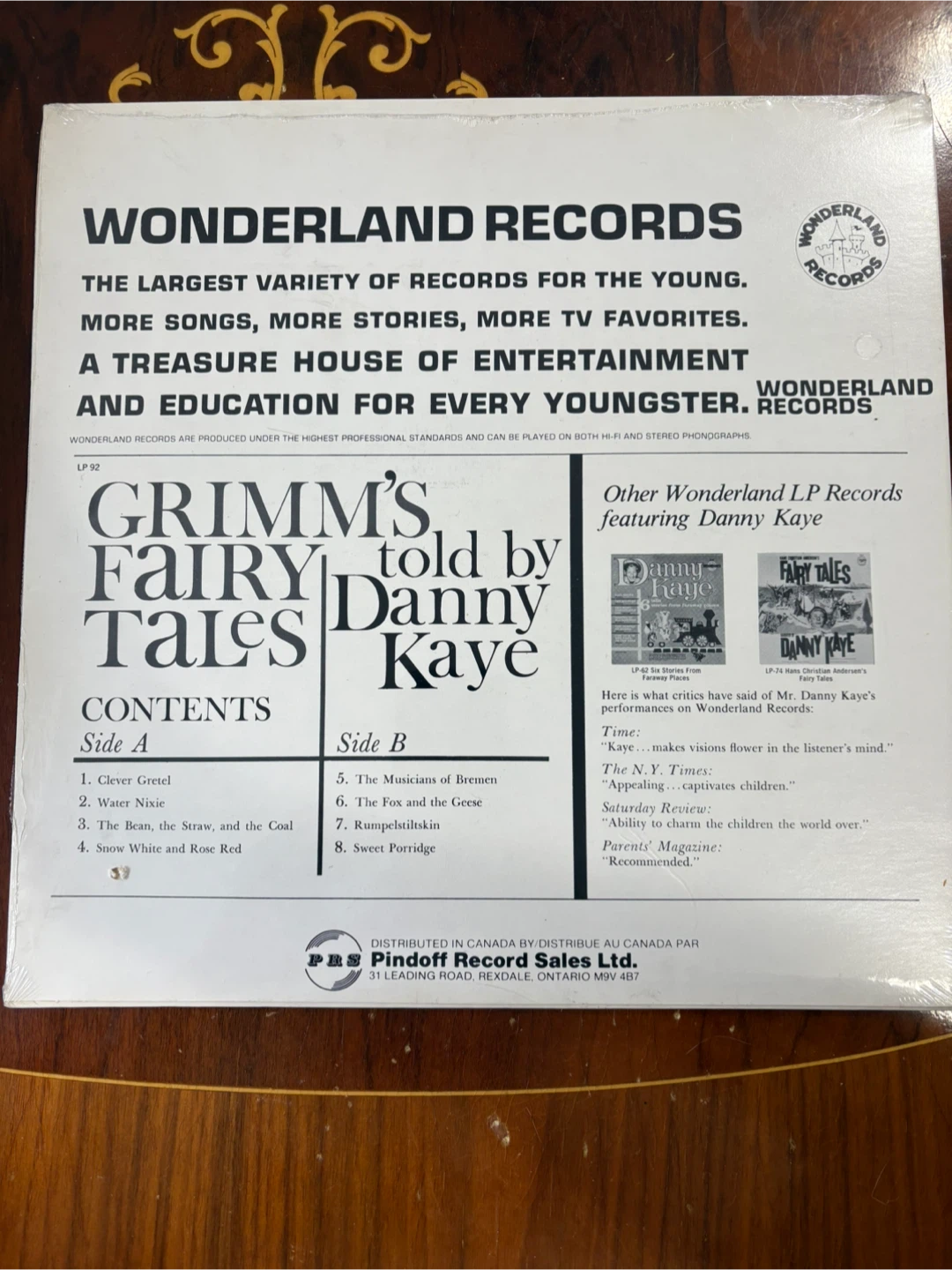 Grimm's Fairy Tales Told by Danny Kaye LP Record - photo 2