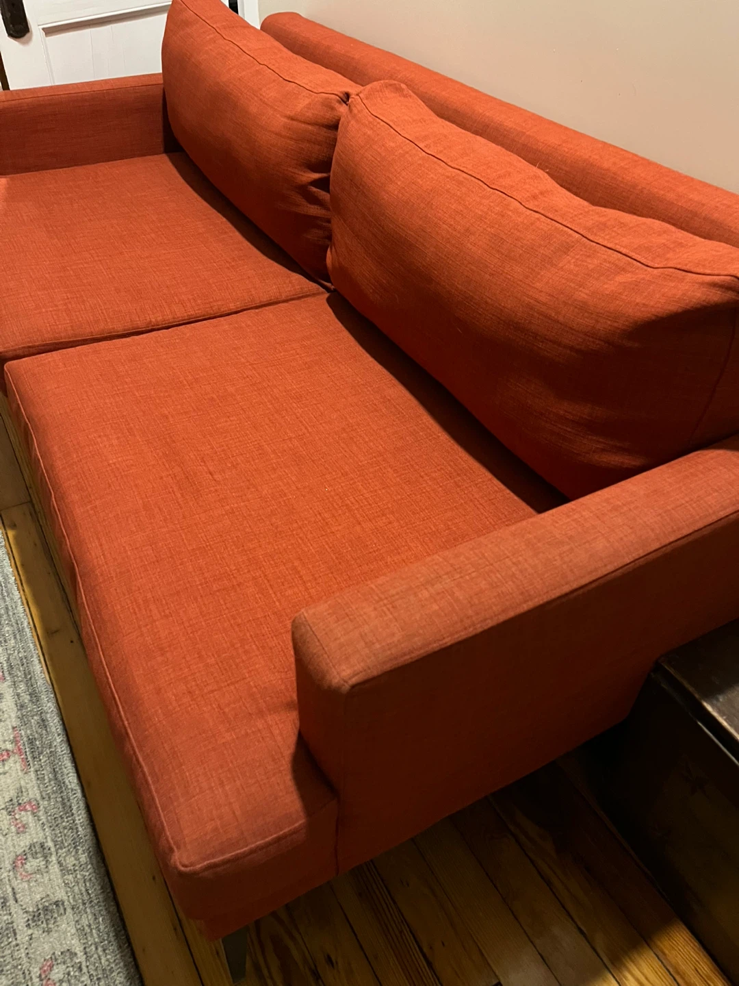 Orange Sofa with Two Cushions - photo 3