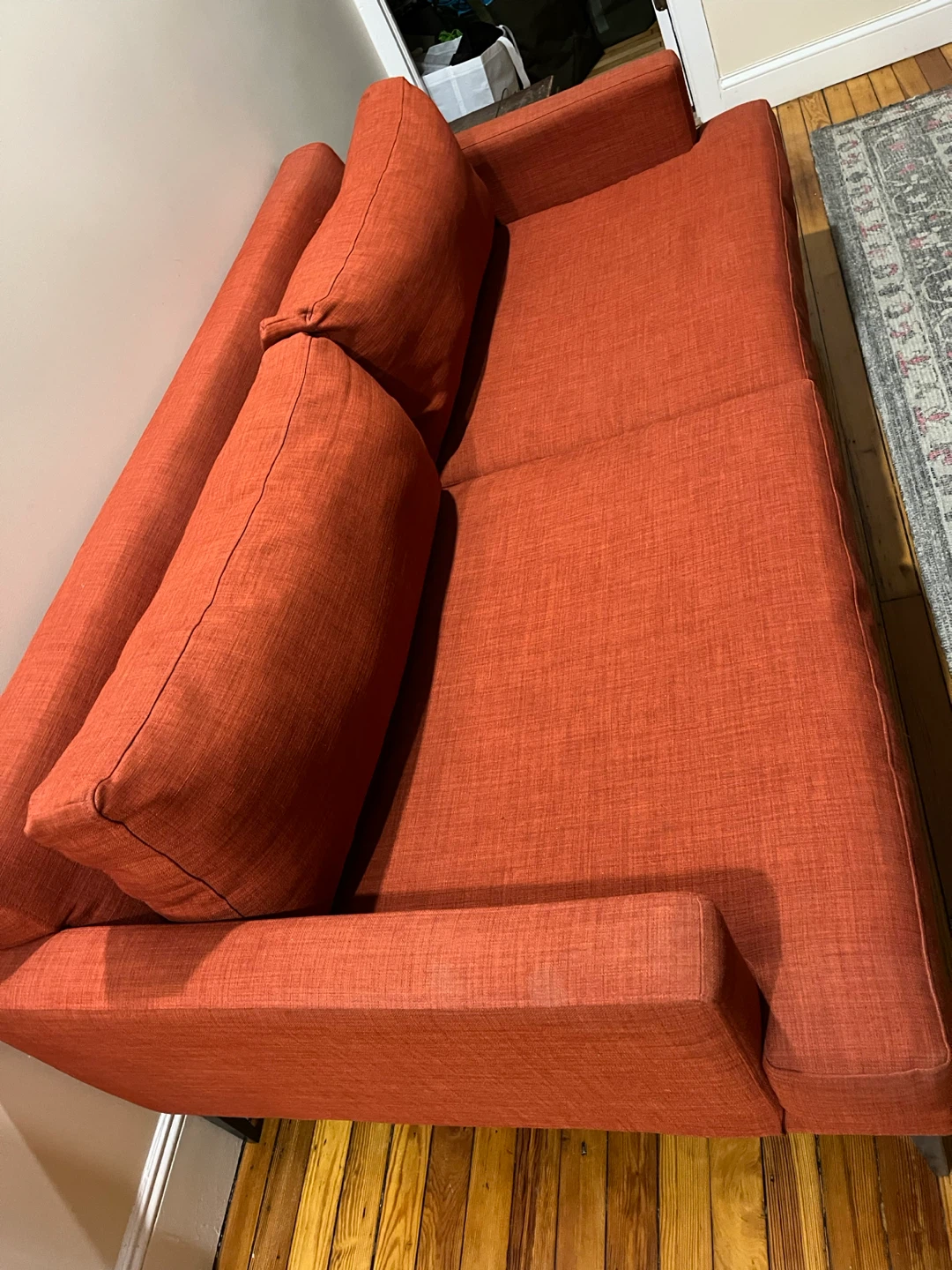 Orange Sofa with Two Cushions - photo 2