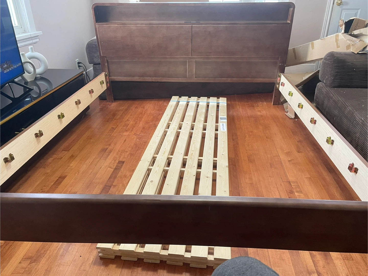 Wooden Bed Frame with Headboard - photo 3