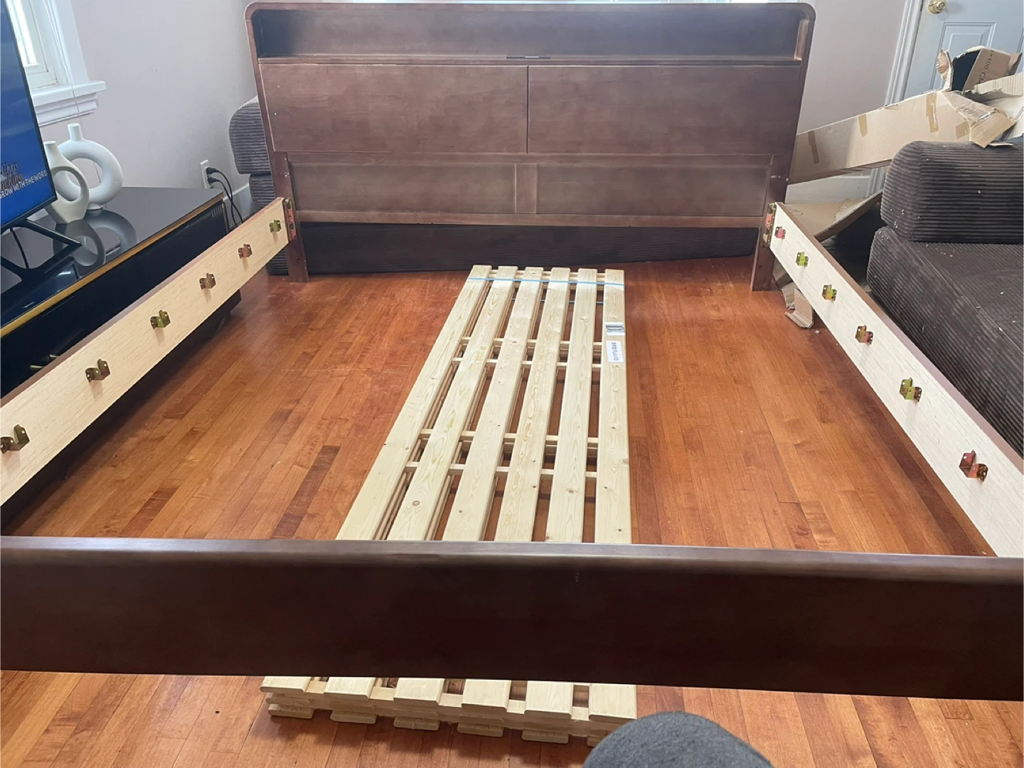 Wooden Bed Frame with Headboard - photo 2