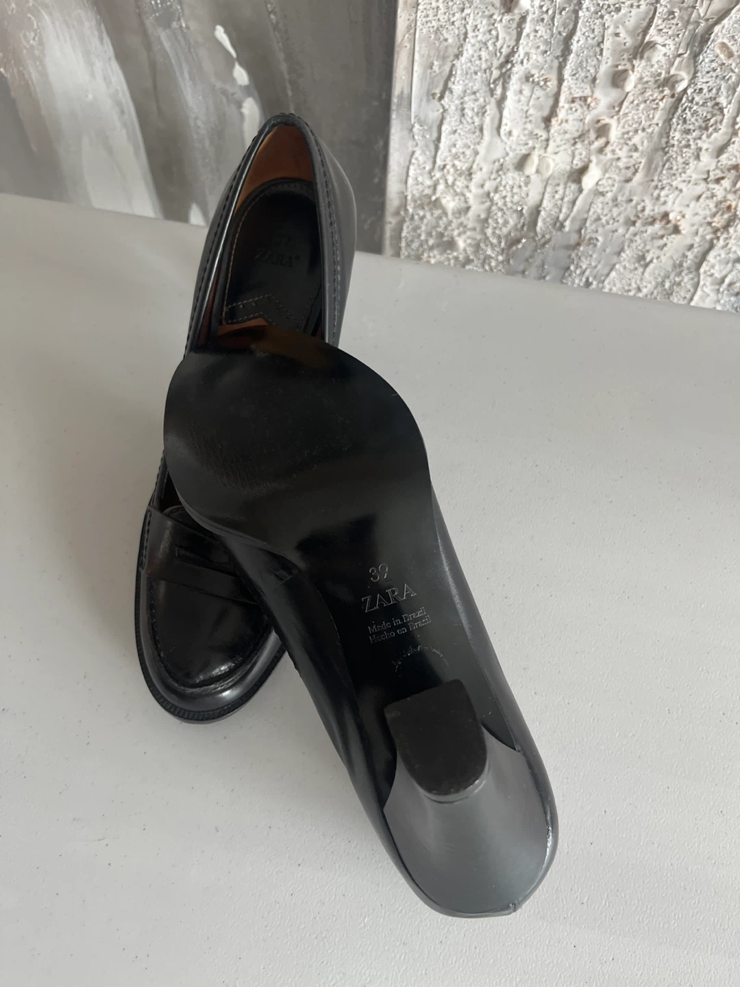 ZARA-Black Leather Heels - photo 5