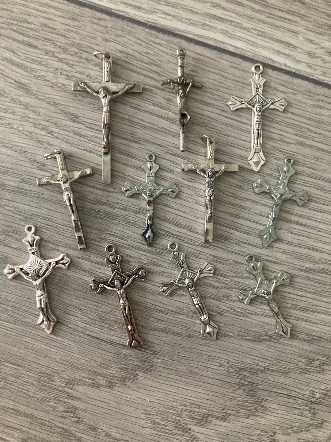 Lot of 9 Crucifix Pendants