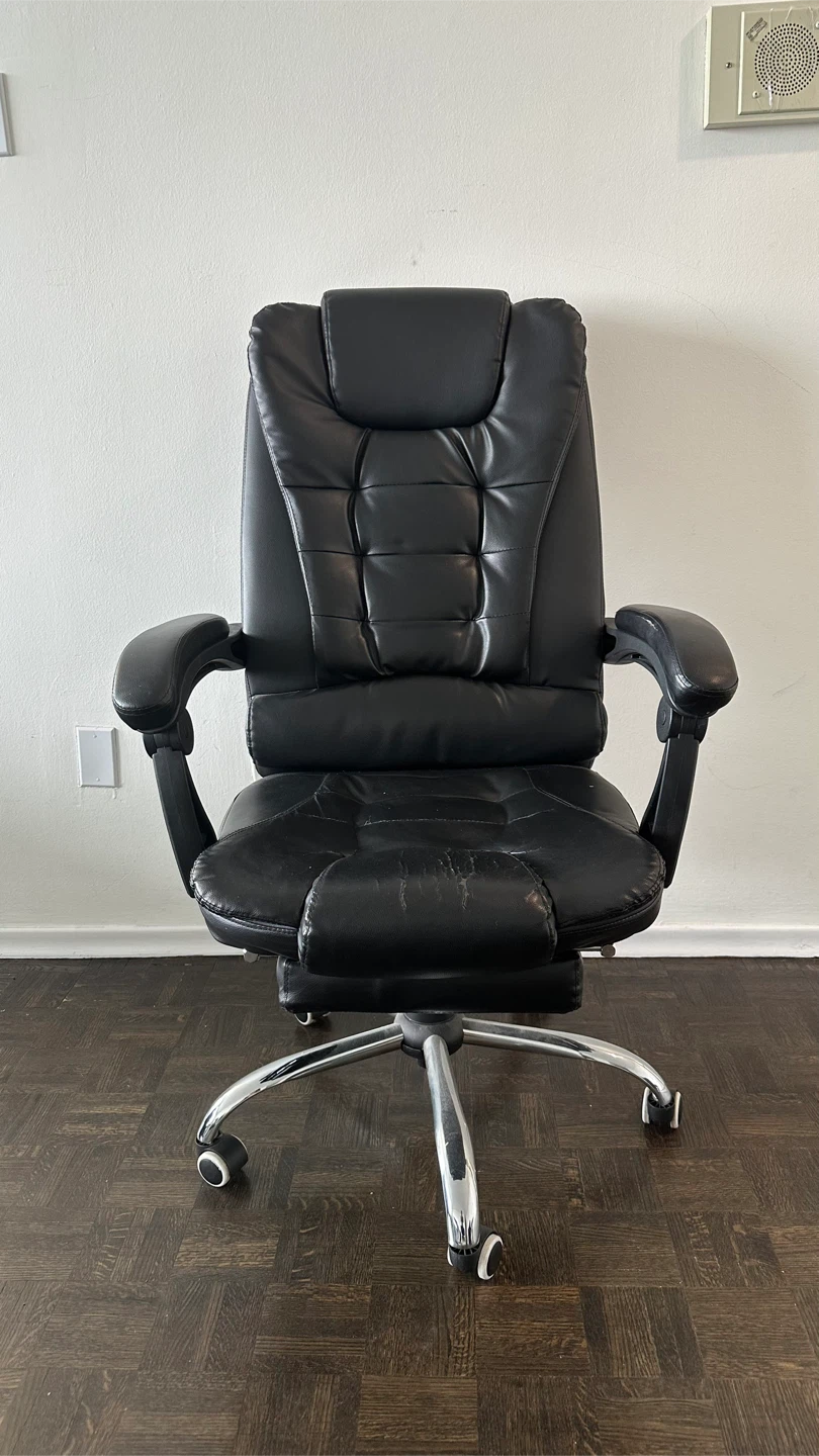 Black Executive Office Chair with Footrest