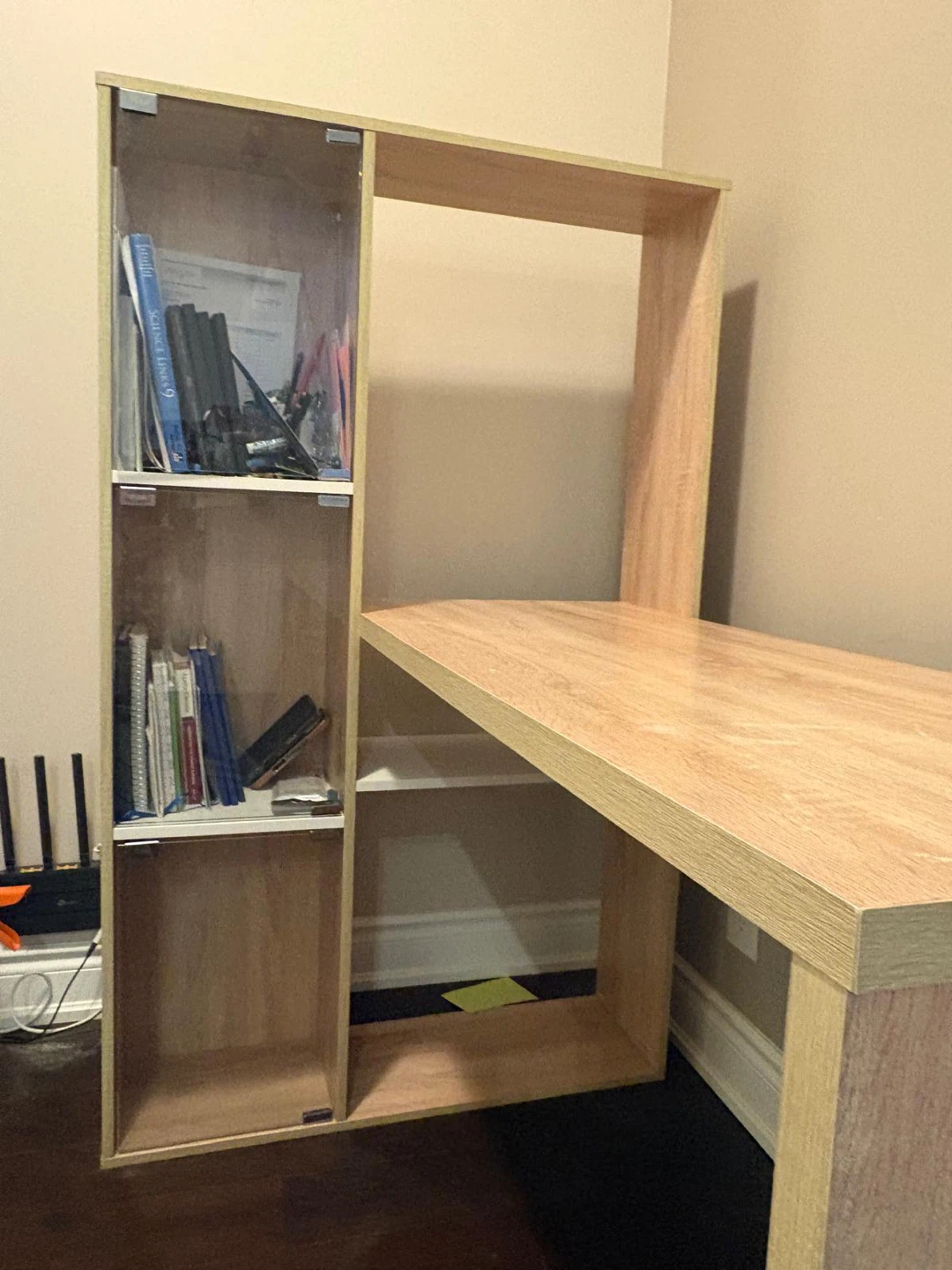 Light Wood Desk with Side Shelving Unit - photo 3