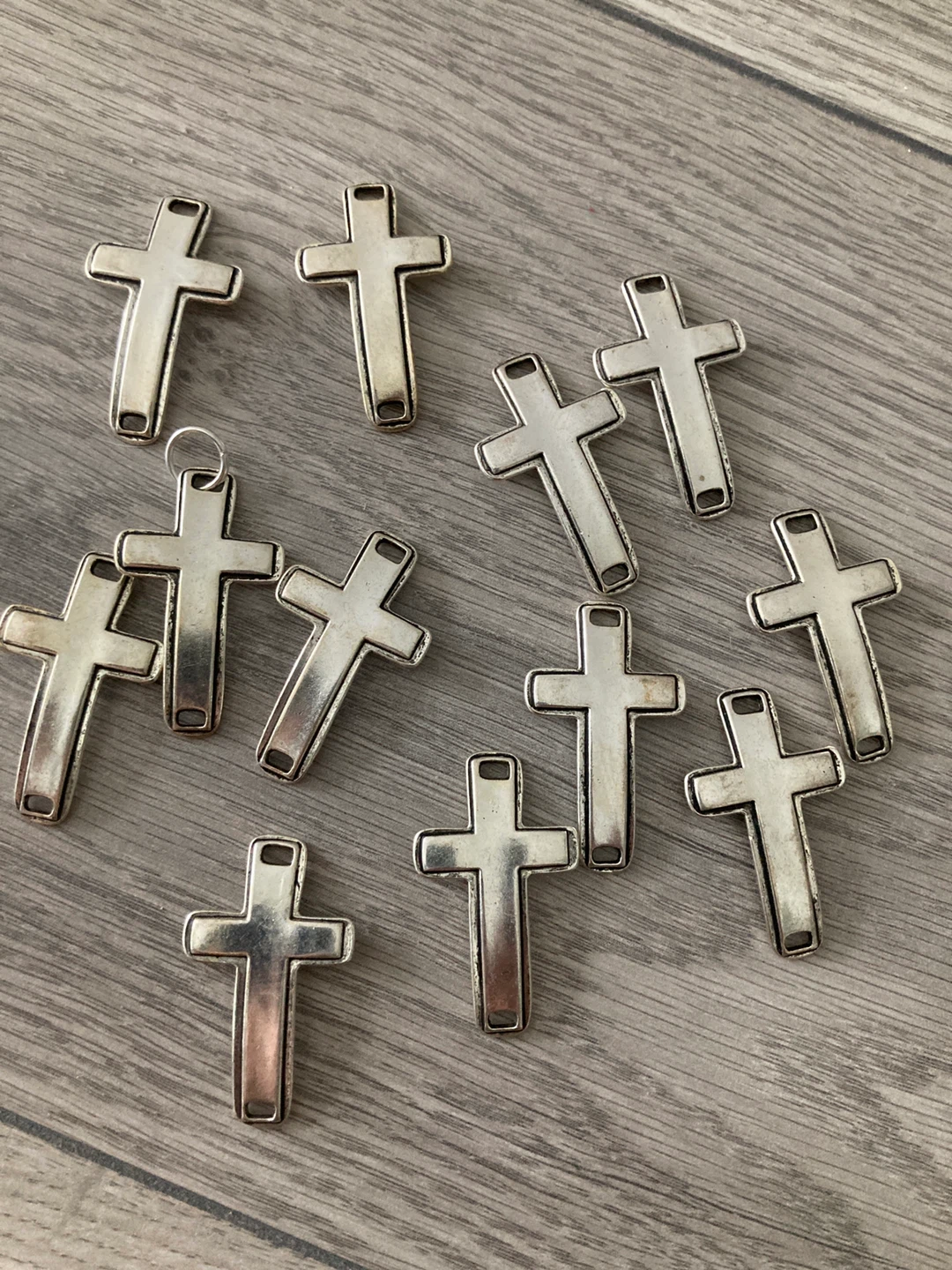 Lot of 11 Silver Tone Cross Charms
