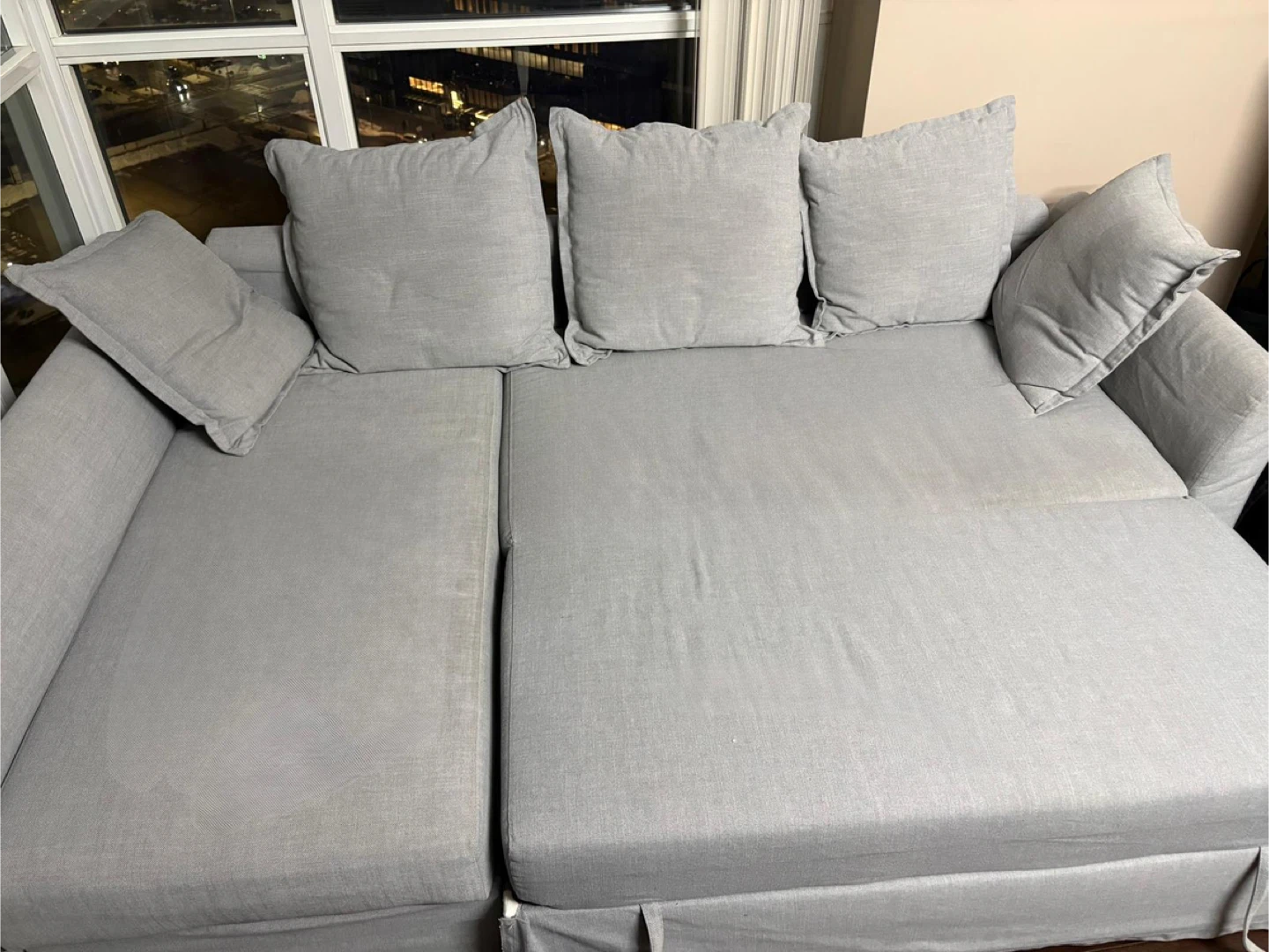 IKEA Grey Sectional Sofa with Chaise - photo 3
