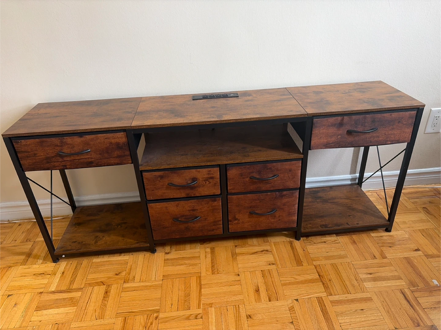 (NEGOTIATE) Industrial Style TV Stand with Storage Drawers