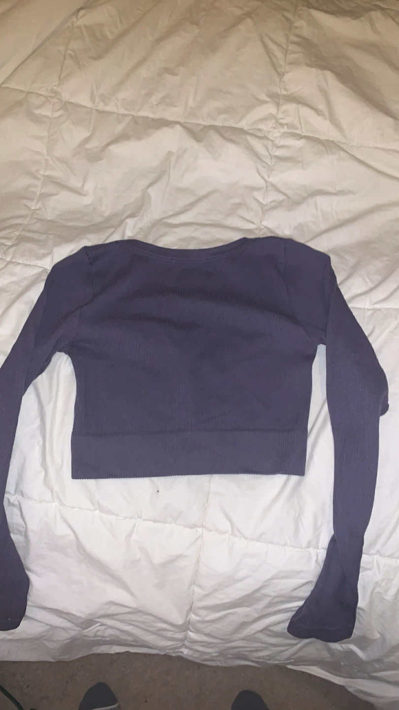 GARAGE Ribbed Long Sleeve Crop Top - Purple - XS - photo 3