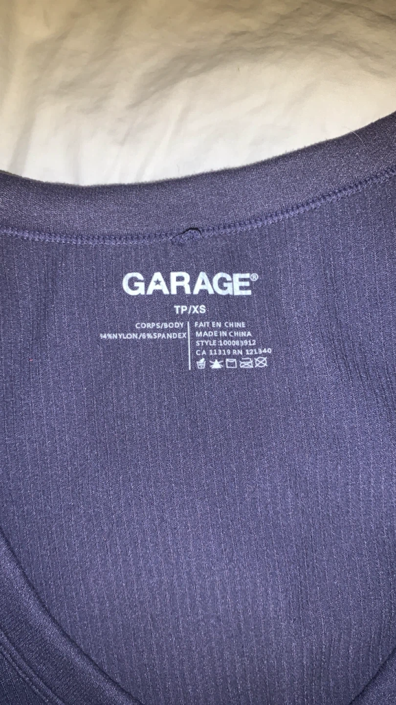 GARAGE Ribbed Long Sleeve Crop Top - Purple - XS - photo 2