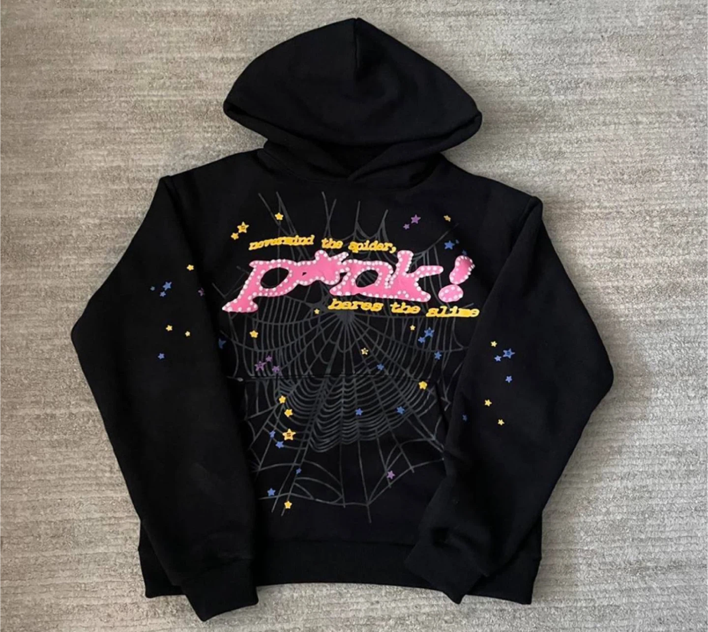 Sp5der P*NK OG Black Web Hoodie - All Sizes