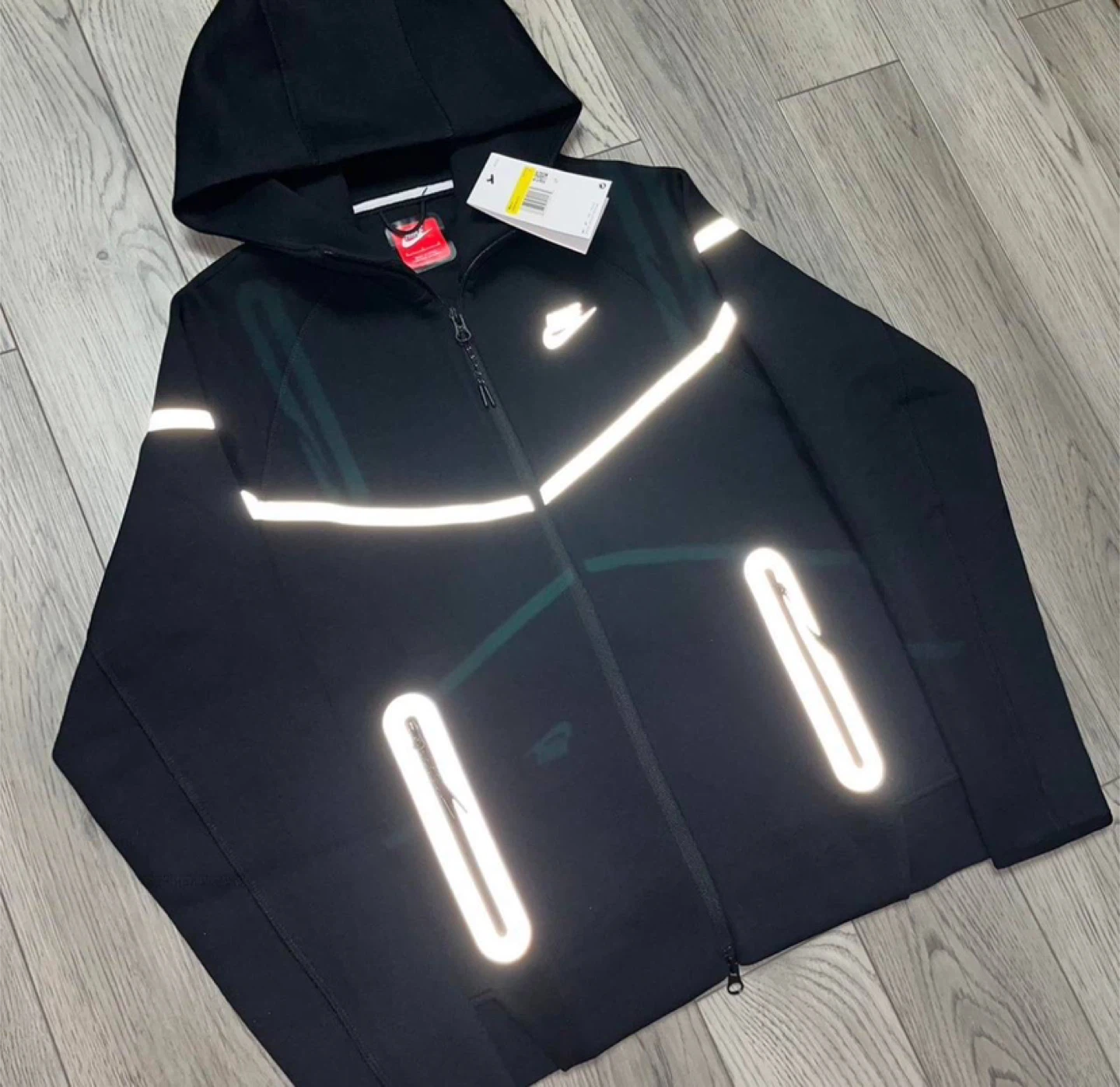 Nike Tech Fleece Full Zip Reflective Hoodie Black/White - photo 3
