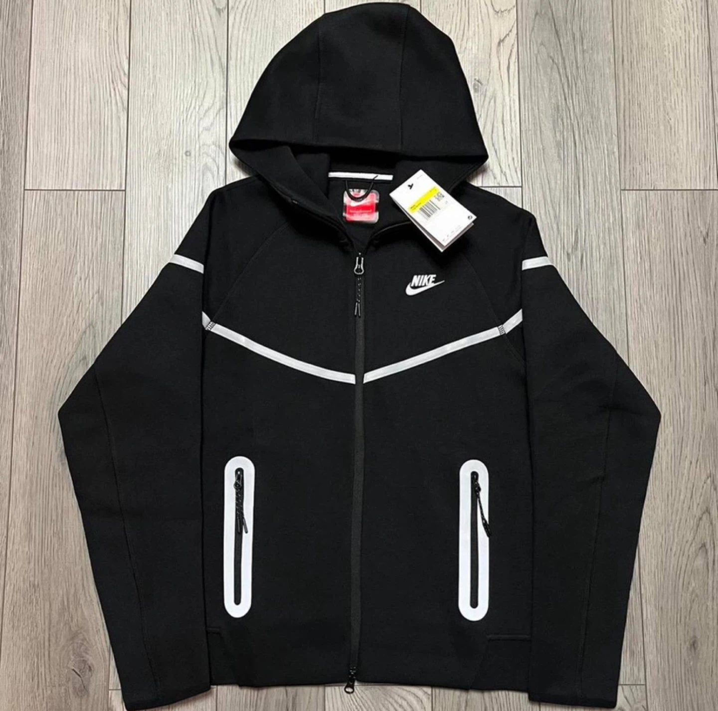 Nike Tech Fleece Full Zip Reflective Hoodie Black/White