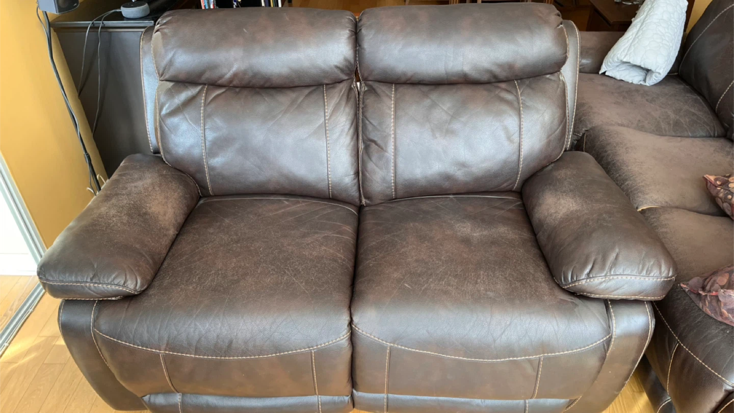 Brown Faux Leather Loveseat Recliner