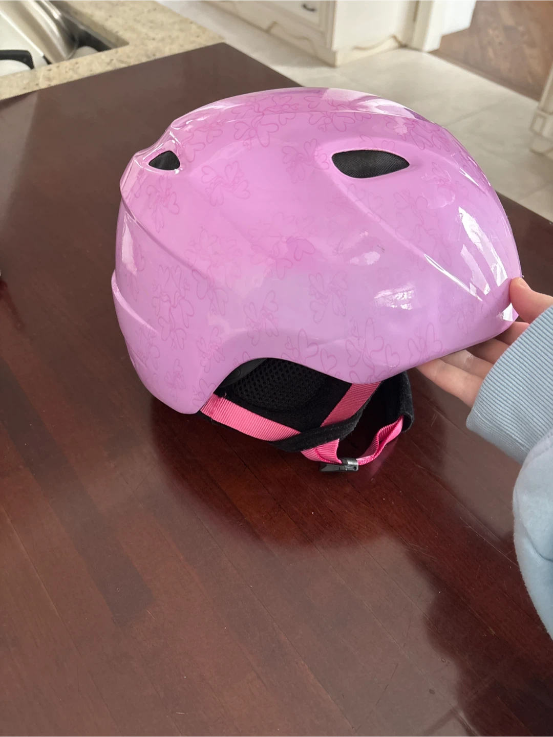 Giro Pink Ski Helmet with Flower Pattern SIZE: M/L youth