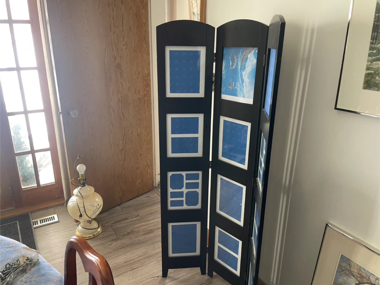 Black 3-Panel Photo Frame Room Divider - photo 4