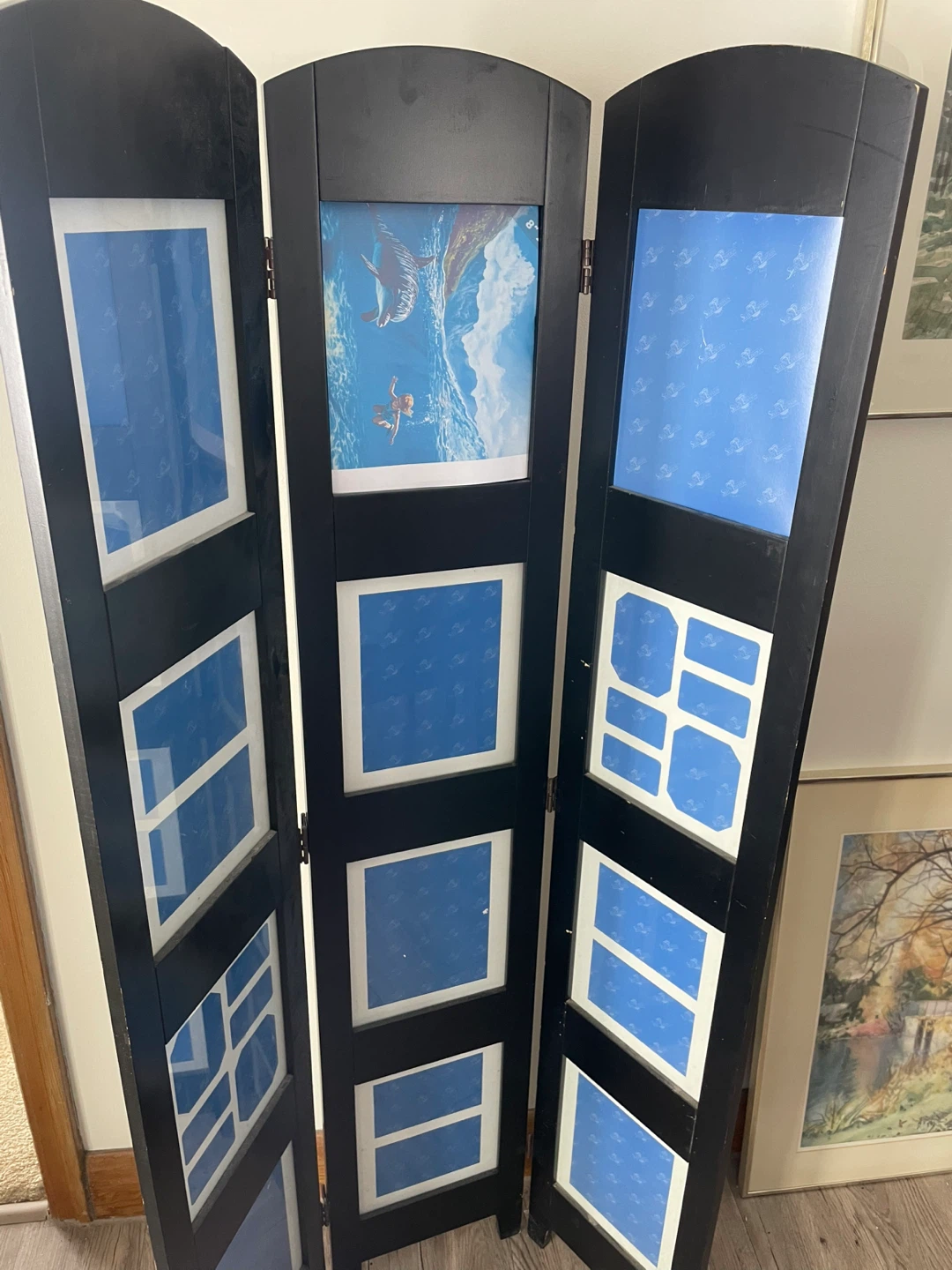 Black 3-Panel Photo Frame Room Divider - photo 3