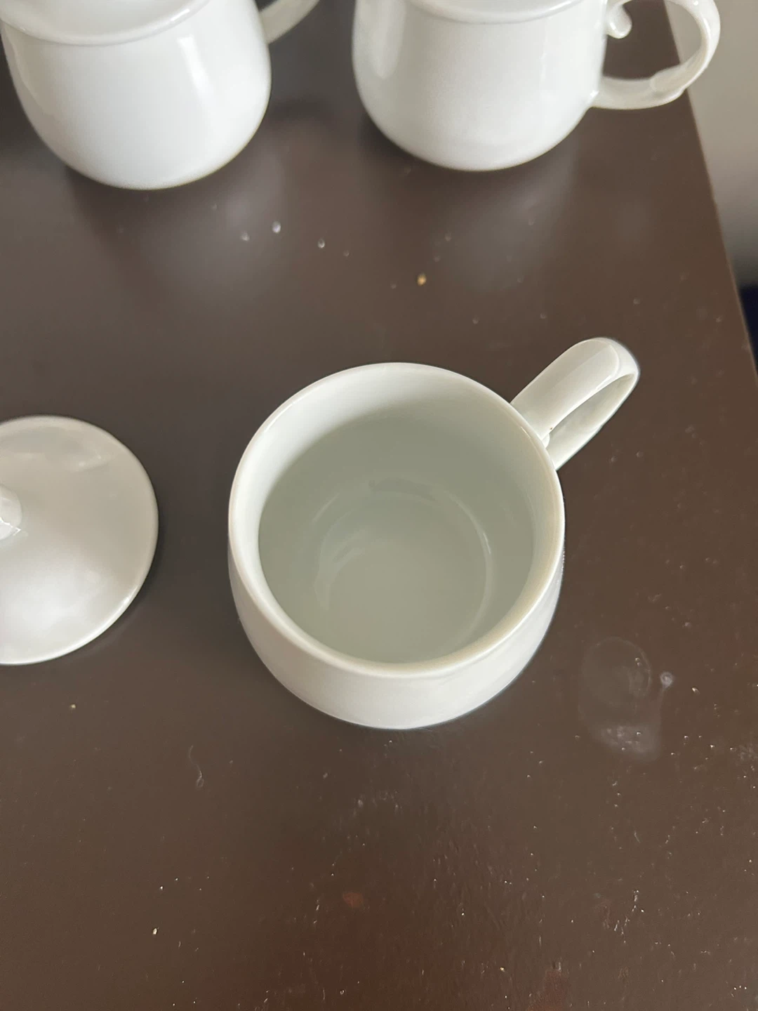 Set of 6 White China Lidded Cup de creme - photo 2