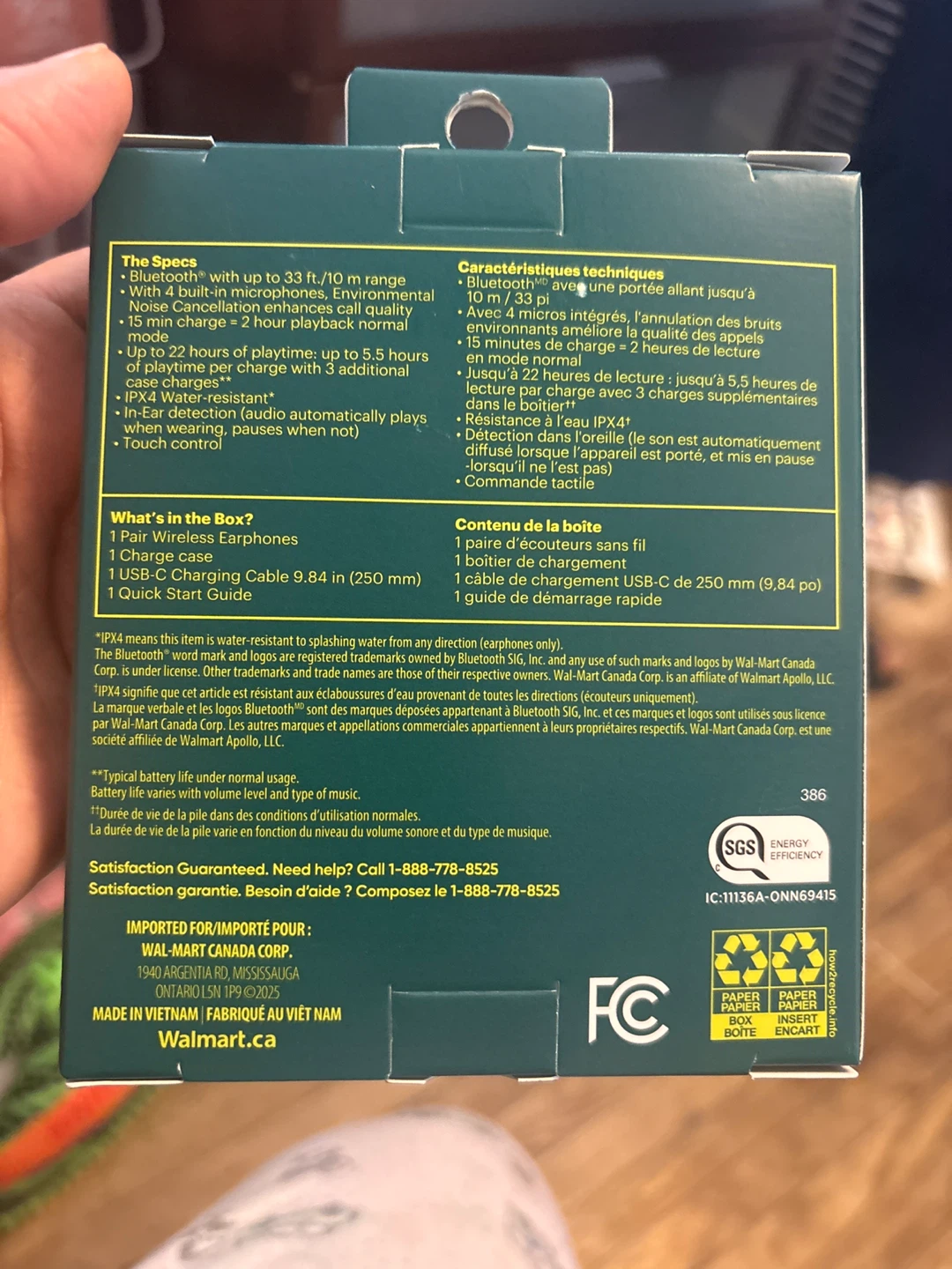 Onn. Wireless Earphones with Noise Cancellation Microphones - photo 2