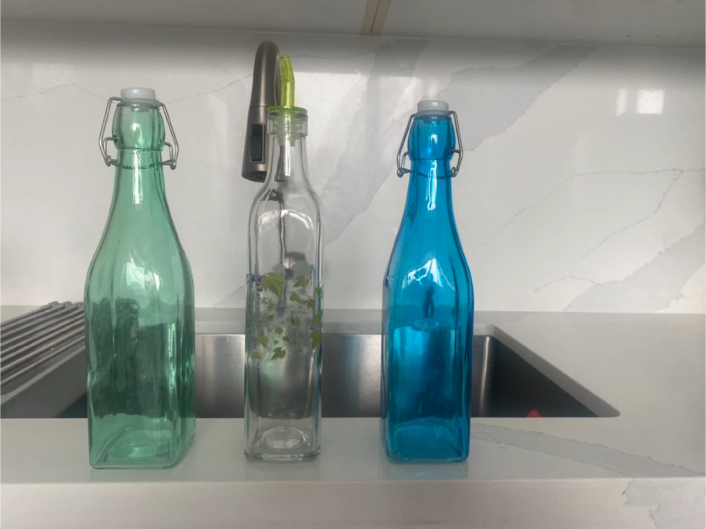 Set of 3 Glass Swing Top Bottles