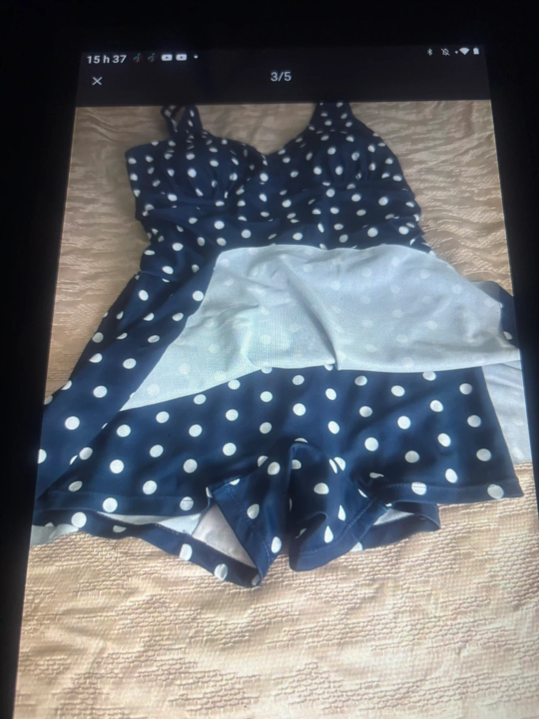 Maillot de bain une pièce à pois bleu marine - photo 3