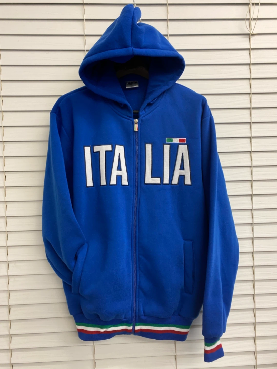 Blue Full Zip Chip Italia Hoodie Fits - XL to 2XL