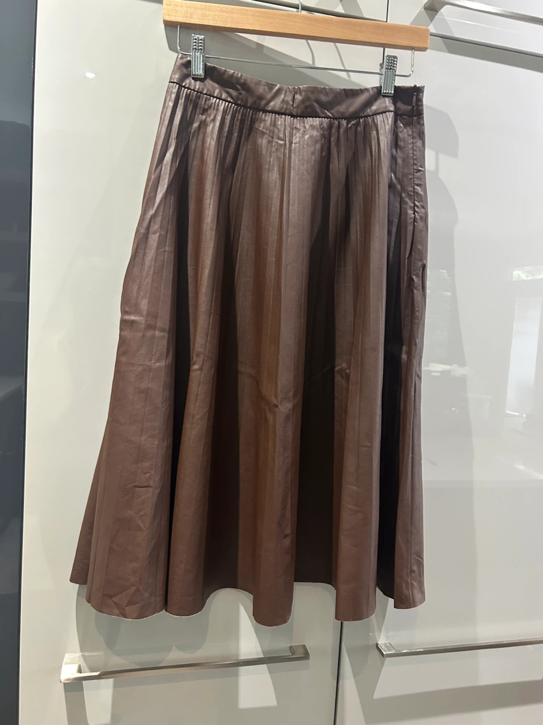Maison Cinqcent Pleated Faux Leather Skirt