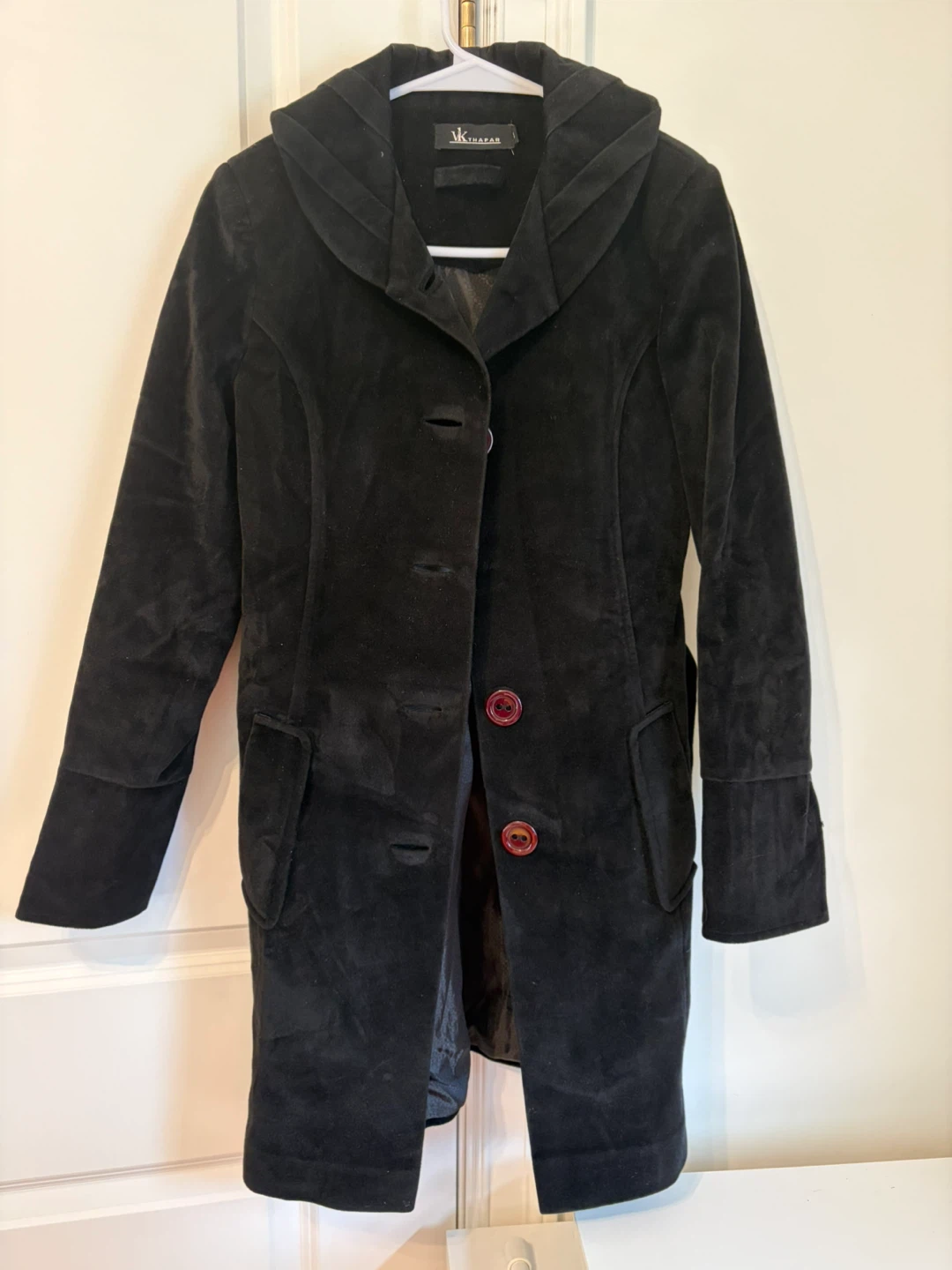 Black Velvet Coat with Hood - photo 3
