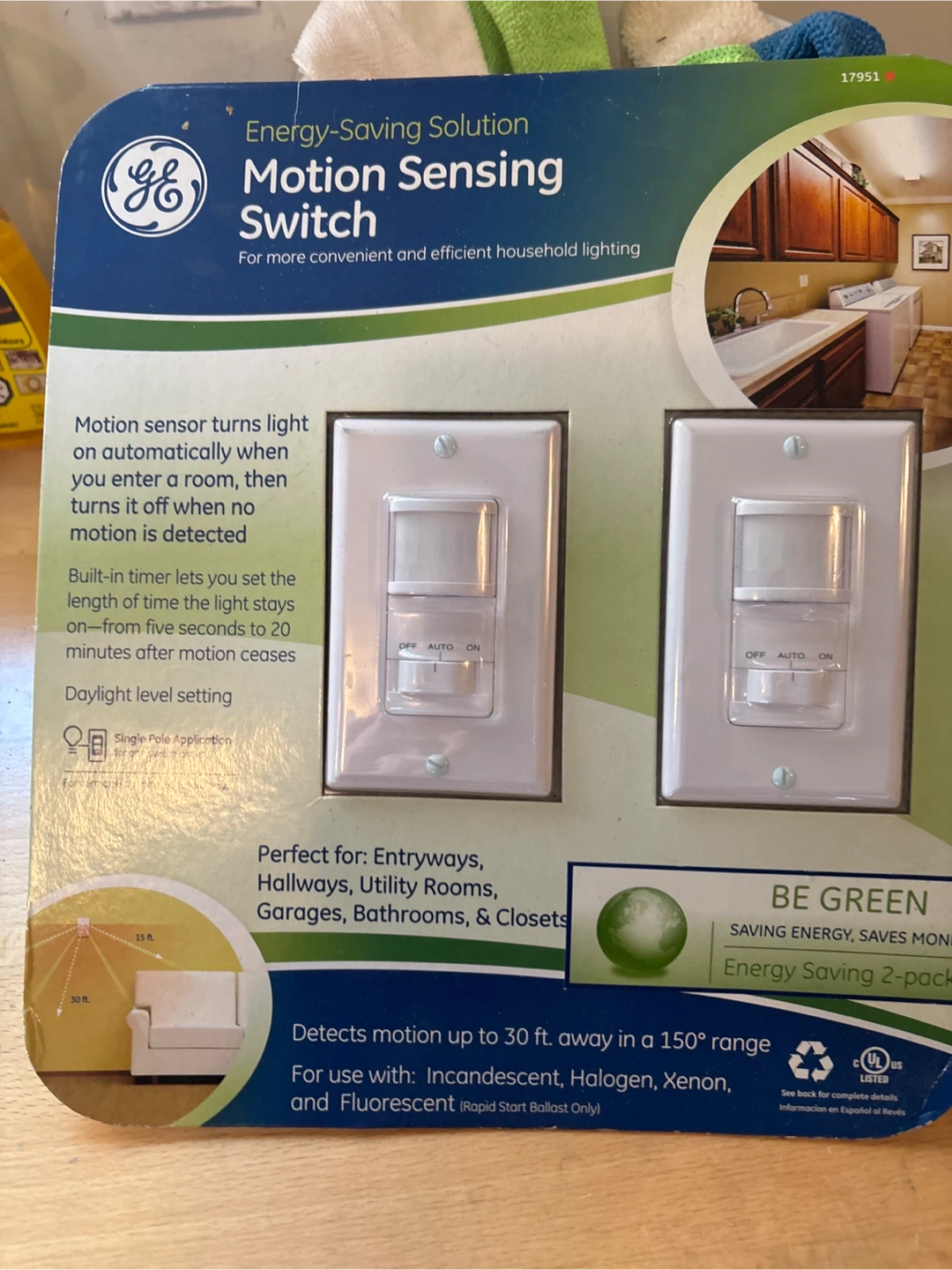 GE Motion Sensing Light Switch - Energy Saving 2-pack