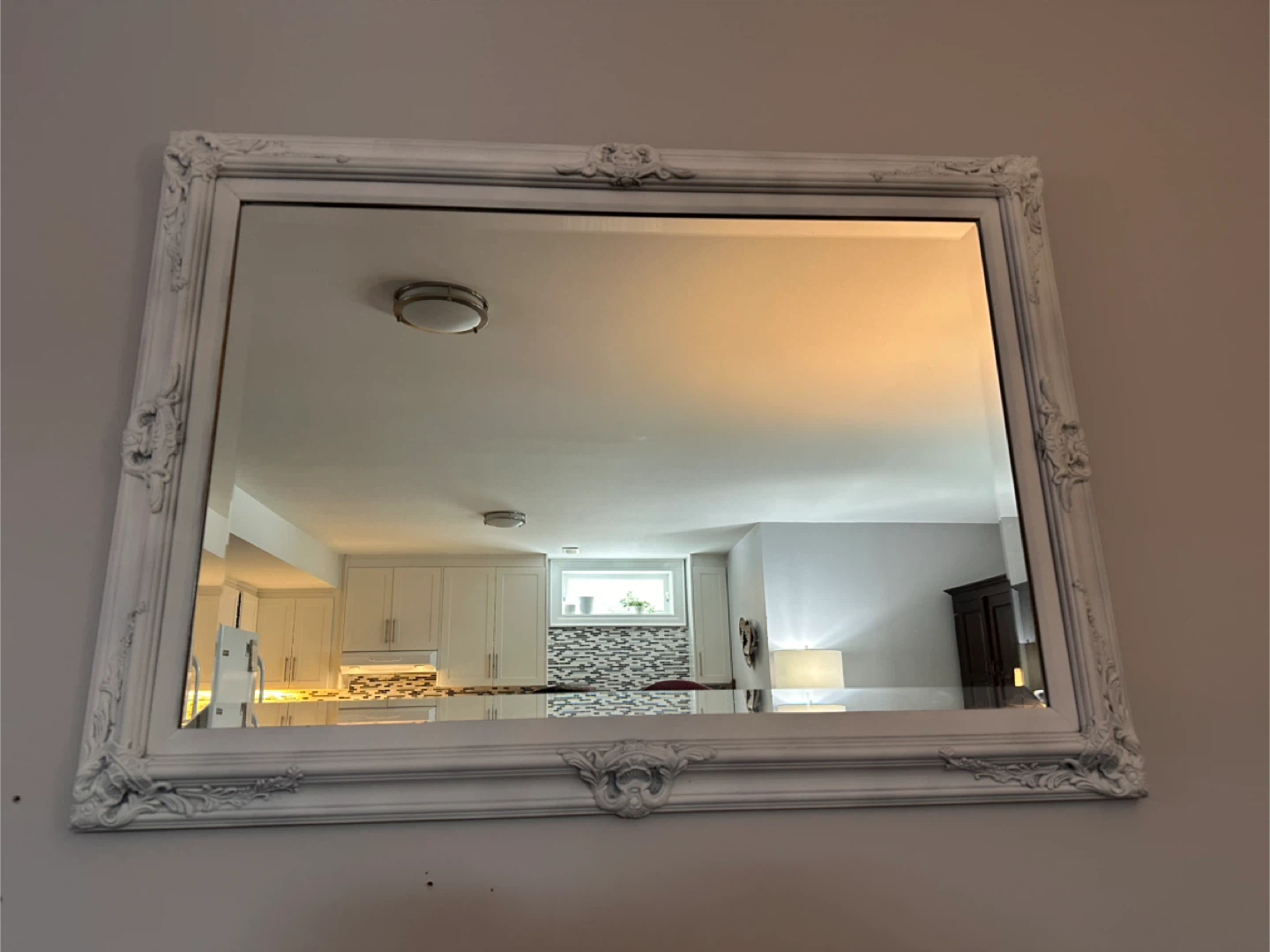 Ornate White Frame Wall Mirror - photo 2