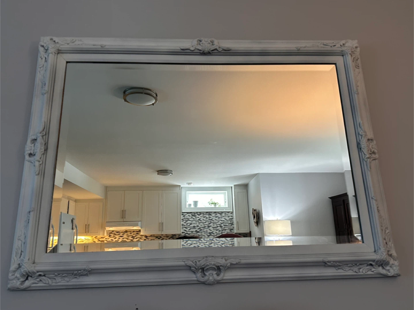 Ornate White Frame Wall Mirror