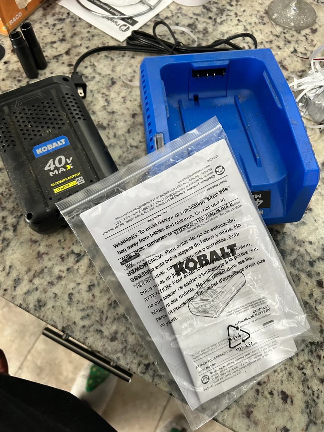 Kobalt 40V Max Lithium-Ion Battery and Charger