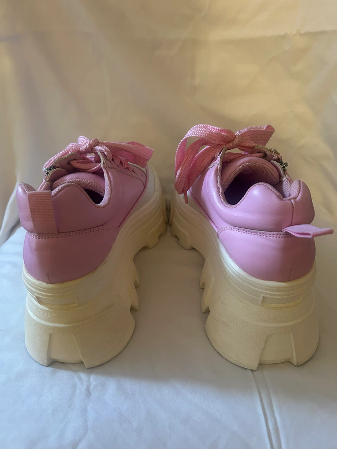 Pink and White Platform Chunky Sneakers with Star Charm - photo 5