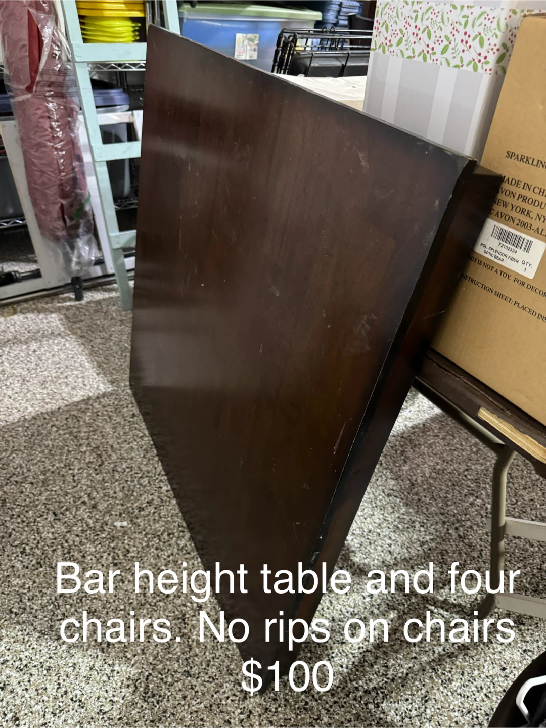 Wooden Bar Height Table with 4 Chairs