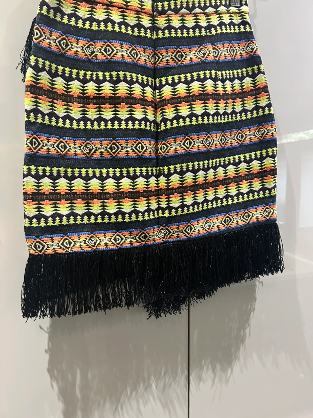 Embroidered Mini Skirt with Fringe - photo 4