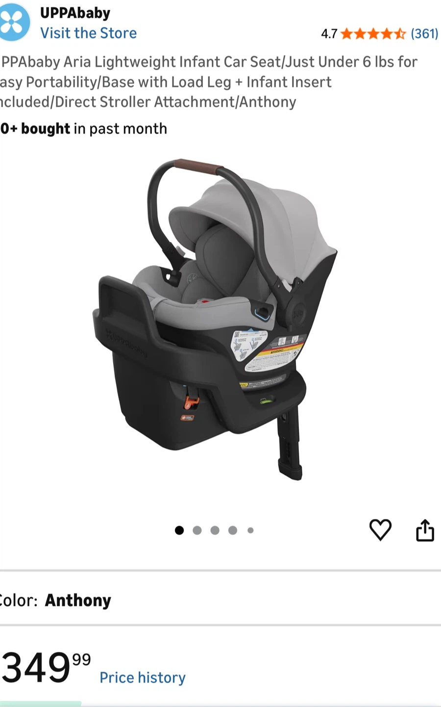 UPPAbaby Aria Lightweight Infant Car Seat & Base - Anthony - photo 2