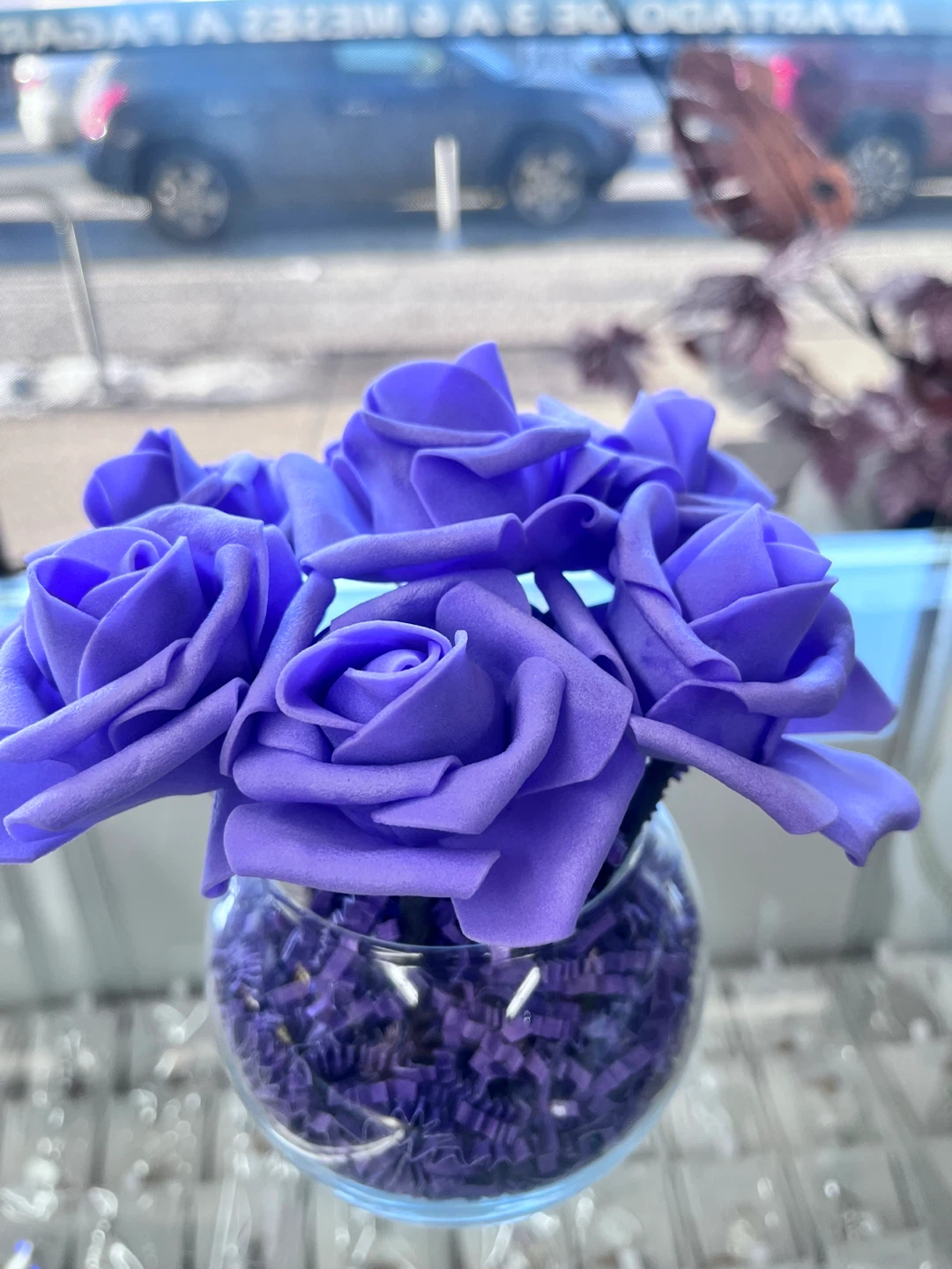 Artificial Purple Rose Bouquet