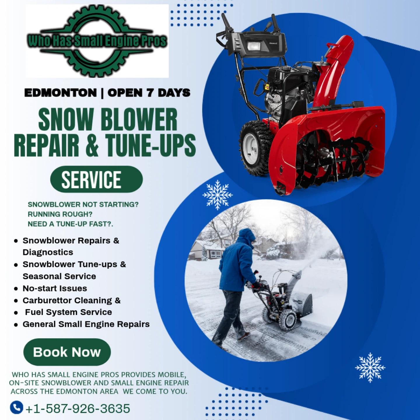 Mobile snowblower release