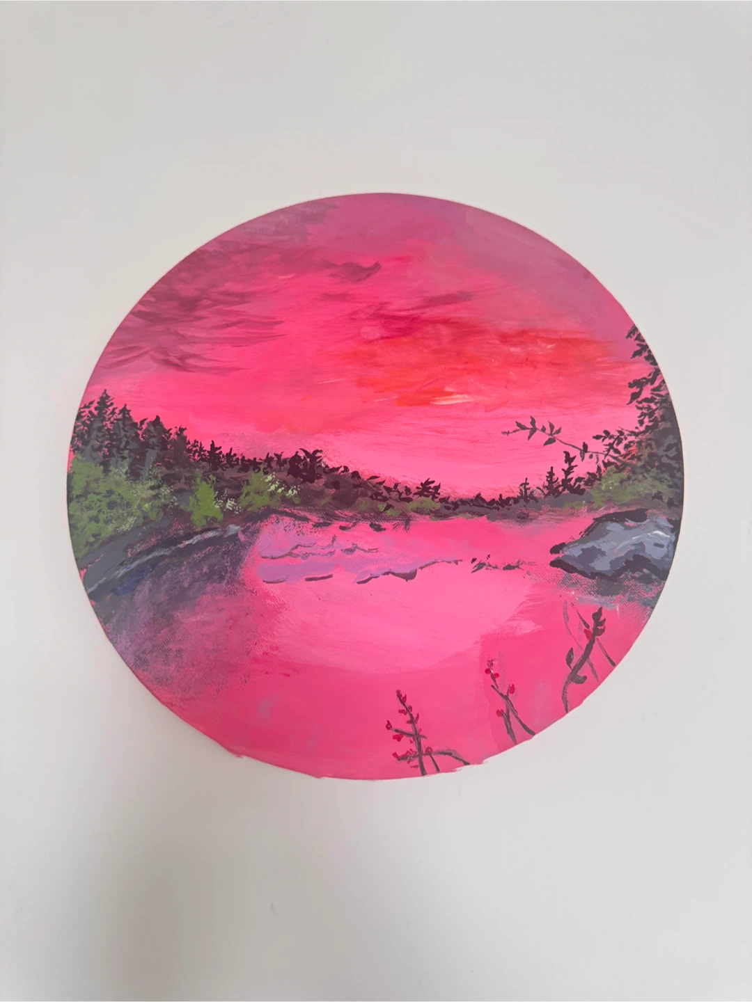 Circular Landscape handmade Painting