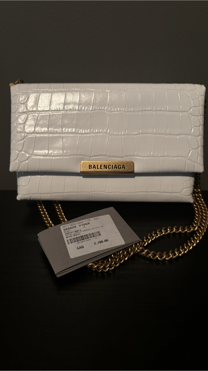 Balenciaga Small Triplet Croc-Embossed Leather Shoulder Bag