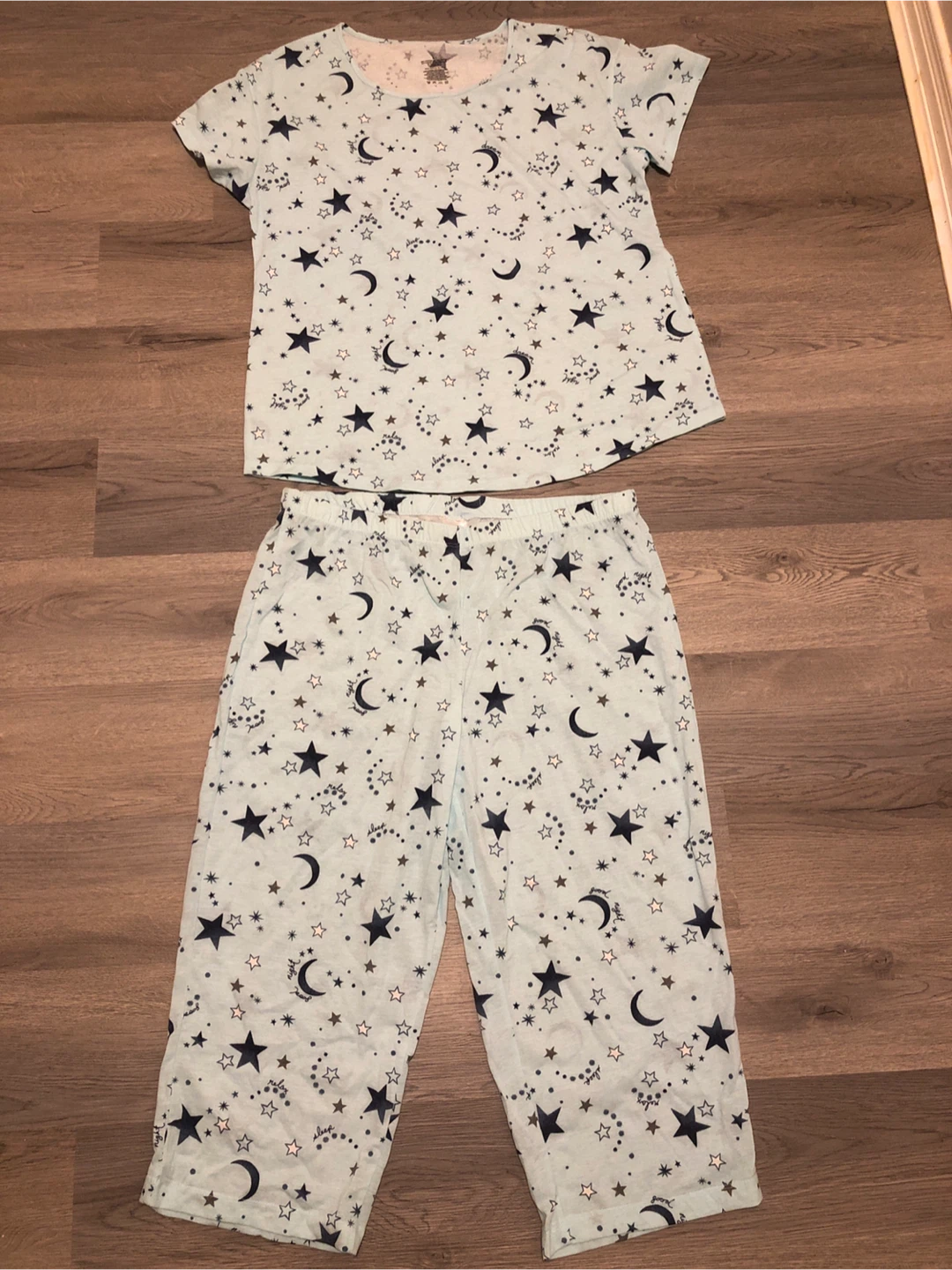 Light Blue Star and Moon Pajama Set - Size L