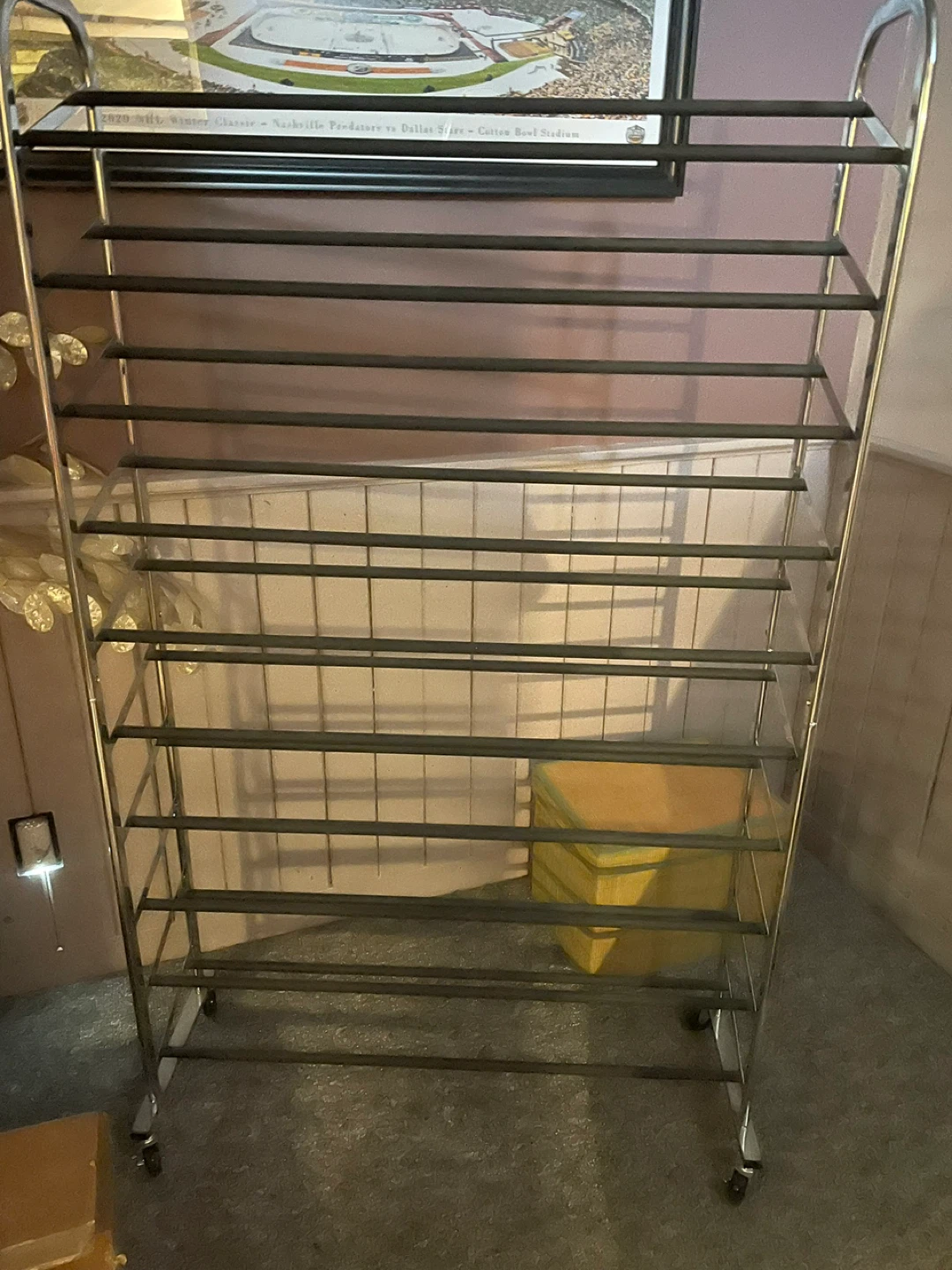 10-Tier Metal Shoe Rack with Wheels