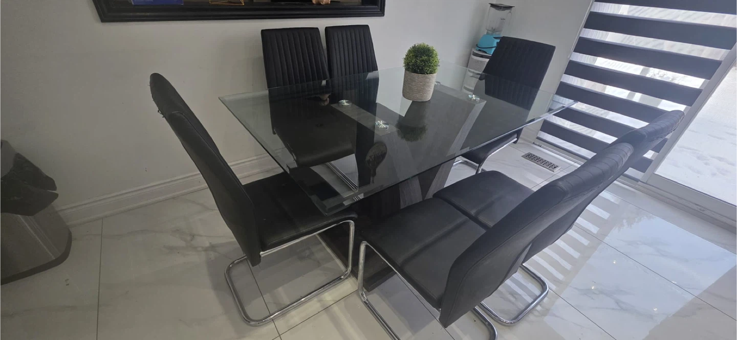 Glass Dining Table with 6 Black Chairs 🥕 - photo 3