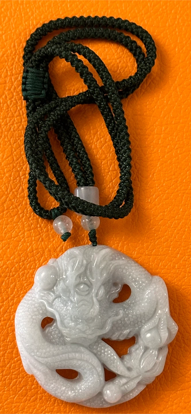 Jade Authentic Carved Dragon Pendant Necklace - photo 4